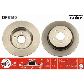 Ford Fren Diski Arka - [280-51 Mm] Takım - Trw Df6150 - Resim 1