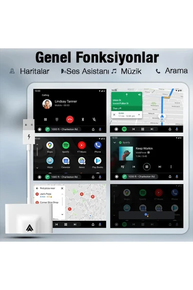 CepteToptan Ally Usb+Type-C Android Kablosuz Carplay Adaptör Çevirici - Youtube Netflix Ti - CPT4722004-2372 - Resim 5