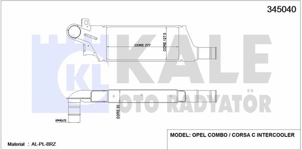 Opel Turbo Radyatoru Corsa C Combo C - Kale 345040 ürün görseli