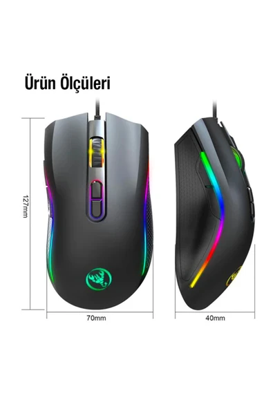 Akman HXSJ A869 7200DPI Ayarlanabilir RGB Işık Gaming Oyuncu Mouse-(1903) - ACL6205626-5324 - Resim 5