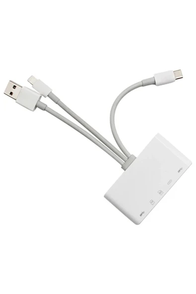 Akman ALLY 3 İN1 İPhone+Usb C+ Usb A Kamera Okuyucu Kart Okuyucu-(1903) - ACL6208160-3464