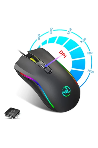 Akman HXSJ A869 7200DPI Ayarlanabilir RGB Işık Gaming Oyuncu Mouse-(1903) - ACL6205626-5324 - Resim 4