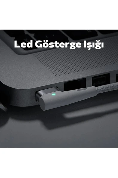 Akman Zinc Manyetik L Uçlu 60W Macbook Hızlı Şarj Güç Kablosu 2m-(1903) - ACL6206989-8284 - Resim 4