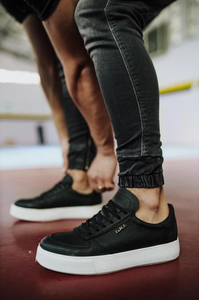 Günlük Ayakkabı Siyah (Beyaz Taban) - Resim 4