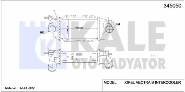 Opel Turbo Radyatoru Vectra B X20dth Y20dth Y22dtr - Kale 345050 ürün görseli