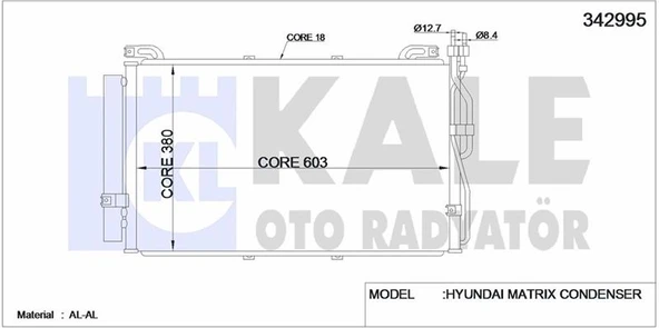 KLIMARADYATORU KOMPLE MATRIX 1.5 CRDI DIZEL 2006> - KALE 342995 - 1