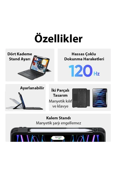 Akman Dux Ducis iPad Pro 12.9 DK Series Kablosuz Bluetooth Klavye Touchpad Kılıf-(19 - ACL6206747-3837 - Resim 3