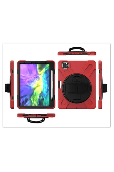 Akman iPad Pro11 (2021-2020-2018) Kılıf Shockproof 3 Katmanlı Standlı Zırh Kılı - ACL6205211-4207 - Resim 3