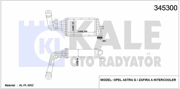 Opel Turbo Radyatoru Astra G 98>10 Y20dth - X17dt - Kale 345300 ürün görseli