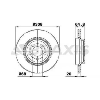 Volvo Arka Fren Aynası Volvo XC 90 2.5t D5 T6 02> (17 Jant) / (308x20x5dlxhavalı) - Braxıs Ae0462 ürün görseli