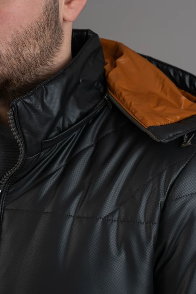 KAPŞONLU REGULAR FİT ERKEK ŞİŞME MONT - 7