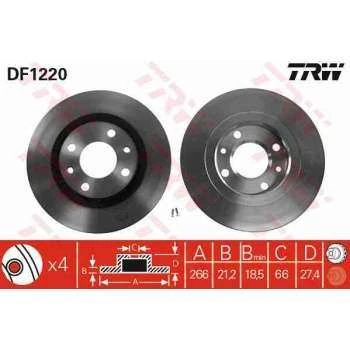 ON FREN DISK AYNASI (HAVA SOGUTMALI) PARTNER BERLINGO < 03 1,4I 1,8D 1,9D P306 XSARA ZX BX XANTIA XS - TRW DF1220 - 1