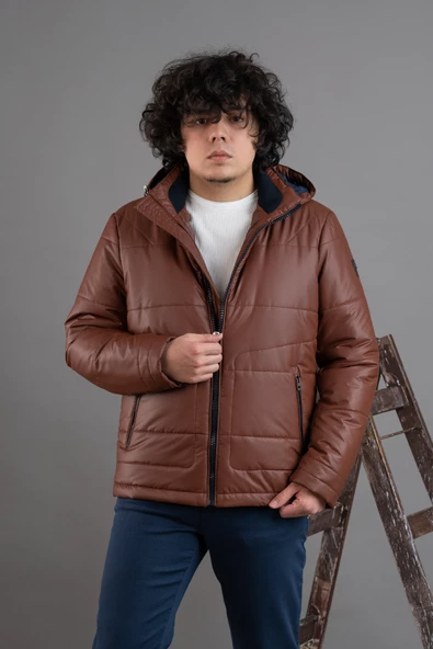 KAPŞONLU REGULAR FİT ERKEK ŞİŞME MONT - 9