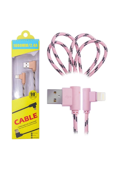 Akman Ally İphone Lightning Eğik Başlı Halat Usb Kablo 1metre-(1903) - ACL6206047-3993 - Resim 5
