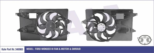 Ford Fan Motoru Davlumbazlı Mondeo III 2,0td / 2,5 / 3,0 05>07 Klimalı Tekli - Kale 346965 ürün görseli
