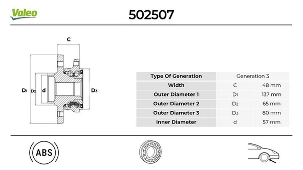 ON TEKER PORYASI 5 BIJON ABSLI (29X136X66) CADDY III GOLF V VI VII 04> LEON A3 OCTAVIA 13> YETI 10>1 - VALEO 502507 - 1