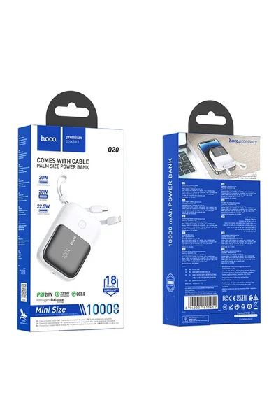 Akman HOCO Q20 Fountain 10000mAh 22.5W+PD20W Dijital Göstergeli Kablolu Powerbank-(19 - ACL6209179-2672 - Resim 5