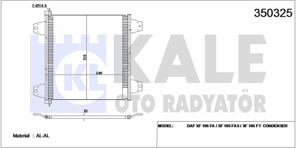 KLIMA RADYATORU KONDENSER DAF XF 105 FA / XF 105 FAS / XF 105 FT - KALE 350325 - 1