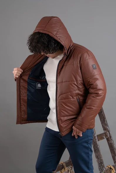 KAPŞONLU REGULAR FİT ERKEK ŞİŞME MONT - 10