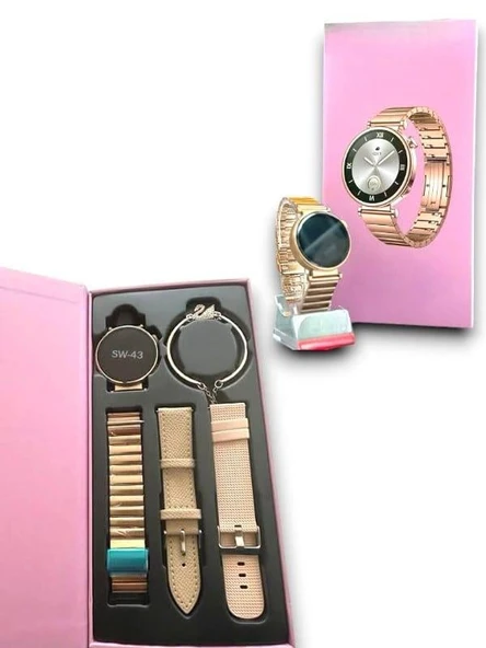 SW-43 AMOLED Ekran 3 Kordon Bileklik Hediyeli Akıllı Saat - Resim 5