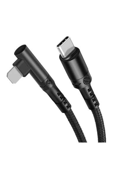 Akman ALLY Type-C to İPhone 20w Lightning Hızlı Şarj Kablosu Oyuncu 90 Derece Kabl - ACL6206175-7666 - 3
