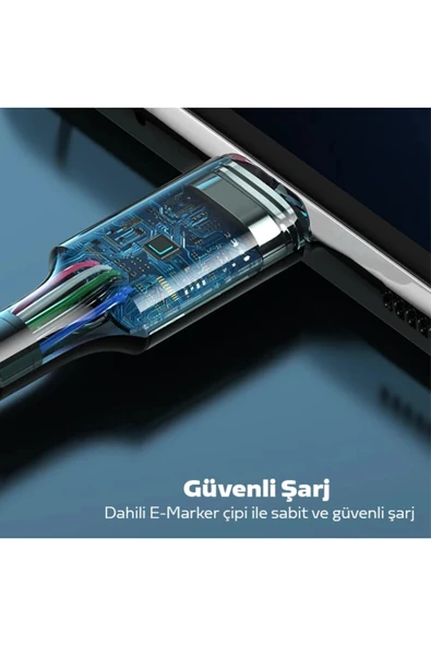 Akman ALLY USB Type-C PD3.1 100W(20V-5A) Hızlı Veri Şarj Kablosu 1metre-(1903) - ACL6204089-4023 - Resim 5