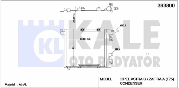 KLIMA RADYATORU ASTRA G ZAFIRA A Y17DTH Y17DTL Y22DTR 425×400×18 - KALE 393800 - 1