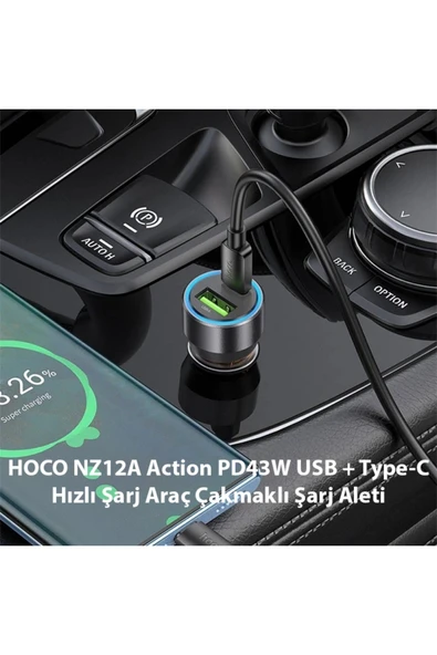 Akman HOCO NZ12A Action PD43W USB + Type-C Hızlı Şarj Araç Çakmaklı Şarj Aleti- - ACL6204315-2466 - Resim 3
