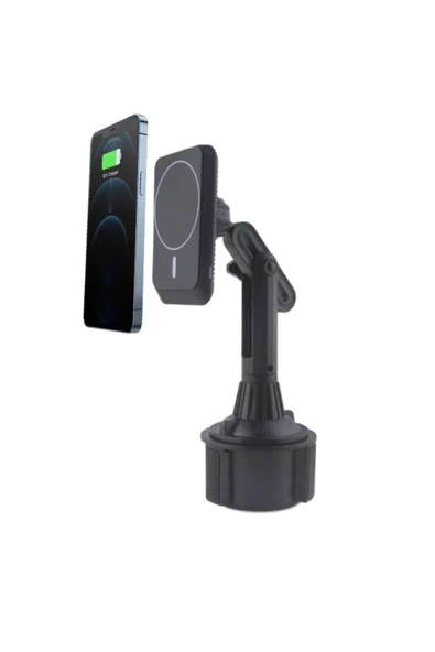 Akman ALLY Araç Bardaklık Telefon Tutucu Magsafe iPhone 15-14-13-12 Serisi 15W Kablo - ACL6205848-7948 ürün görseli 1