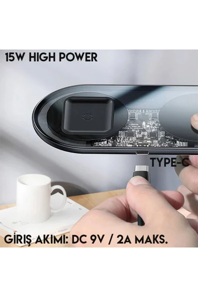 Akman Simple 2in1 Kablosuz Wireless Şarj 18W iPhones+iPods-(1903) - ACL6203264-7147 - Resim 4