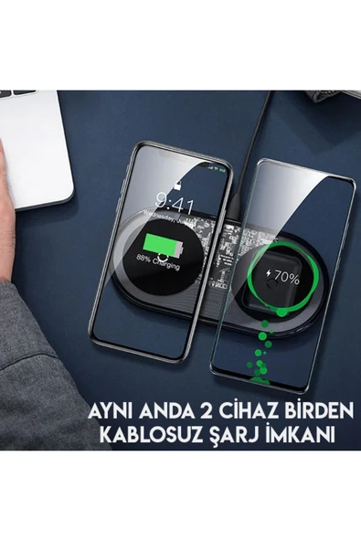 Akman Simple 2in1 Kablosuz Wireless Şarj 18W iPhones+iPods-(1903) - ACL6203264-7147 - Resim 3