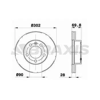 Renault On Fren Disk Aynası Havalı Master III 10-> / Movano B 10-> / Navara 2014-> Nv400 10-> (302mm) 2.3 DC - Braxıs Ad0366 ürün görseli