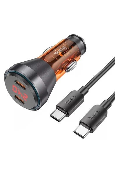 Akman HOCO NZ12C Graceful PD60W 2 Type-C Girişli Araç Çakmaklık Hızlı Şarj Alet - ACL6205569-2090 - Resim 2