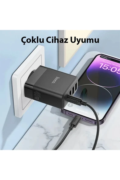 Akman HOCO C127A PD45W(1C3A) Hızlı Şarj Aleti + Type-C to iPhone Lightning Kablo Se - ACL6207337-5516 - Resim 3