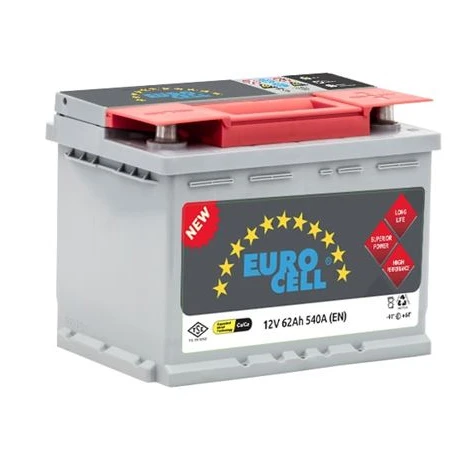 Aku Aku 12v 62 Ah L2 (242×175×190) Tam Kapalı Tirnaklı - Eurocell 8699358520012 - Resim 1