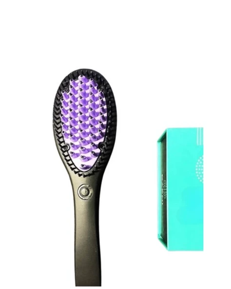 Siyah Renk Seramik Elektrikli Saç Düzleştirici Fırça – 210°C Isı Ayarı - 2