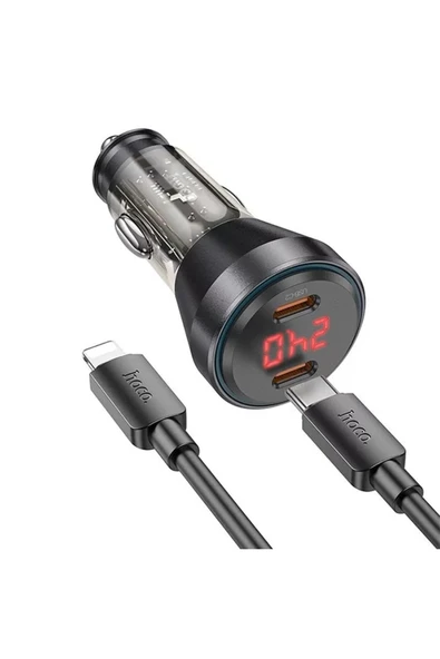 Akman HOCO NZ12C Graceful PD60W 2 Type-C Girişli Araç Çakmaklı Hızlı Şarj Aleti - ACL6201132-9861 - Resim 5