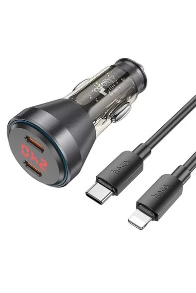 Akman HOCO NZ12C Graceful PD60W 2 Type-C Girişli Araç Çakmaklı Hızlı Şarj Aleti - ACL6201132-9861 ürün görseli 1