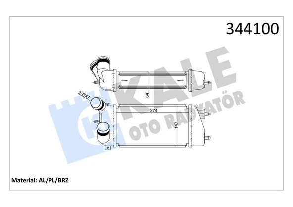 Psa Turbo Sogutucu Radyator (intercoll) C3 1,4hdi 16v 02> Olcu: (275×147×64) - Kale 344100 ürün görseli