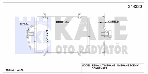 KLIMA RADYATORU  MEGANE I 1.4 E 96 03 - KALE 344320 - 1
