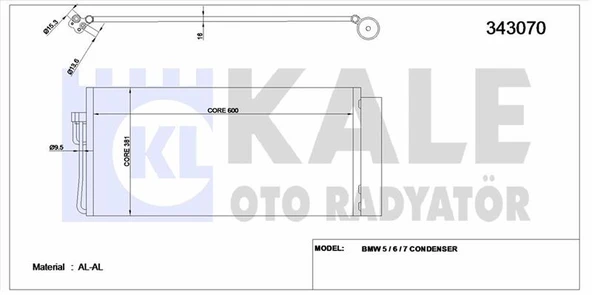 Bmw Klima Radyatoru Bmw E60 E65 M57 N57 N67 - Kale 343070 ürün görseli