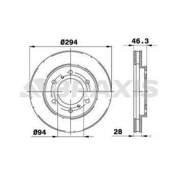 Mitsubıshı Ticarı On Fren Disk Aynası Havalı Mitsubıshı L200 2.5 D 4×4 06-12 Pajero 10-13 3.2 (294x6) - Braxıs Ae0294 ürün görseli