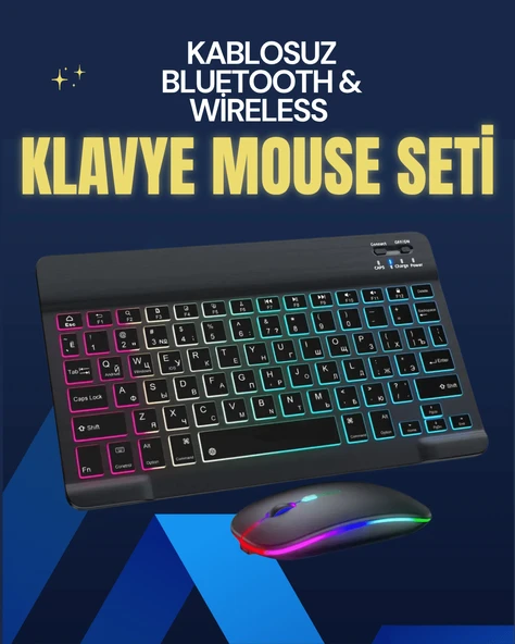 Şık ve Sessiz Tasarımlı Işıklı Klavye Mouse Seti – Şarjlı, Wireless