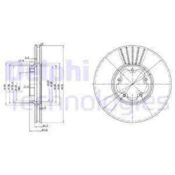 ON FREN DISK AYNASI TRANSIT V184 2,0TDCI 04>06 O,CEKER OLCU: (276MM X 24,5 5 BIJON) HAVA SOGUTMALI - DELPHI BG3676 - 1