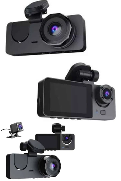 Yol Kayıt Araç Kamerası HD DVR 3 Kameralı 2.0in Ekranlı Ön İç Arka - Resim 4