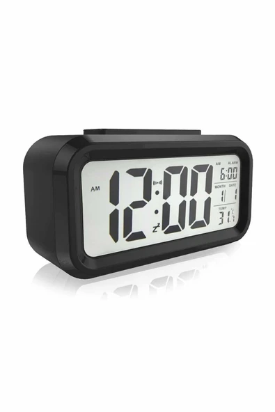 Dijital Masa Saati Takvim Çalar Saat Alarmlı Işıklı Led Ekran Pilli - 3