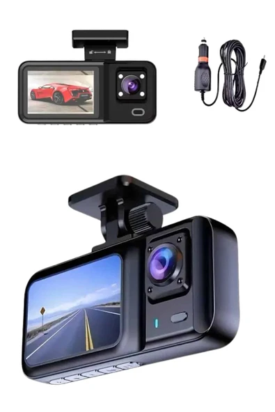 1080p Sürüş Kaydedici 2 İnç Araç Araba Ön İç Arka DVR IPS Ekran - Resim 3
