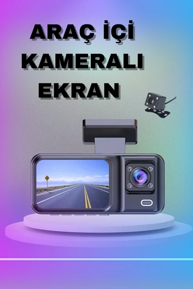 1080P 3 Lensli WİFİ Araç İçi Kameralı Ekran DVR Kaydedici Gece Görüşlü ürün görseli