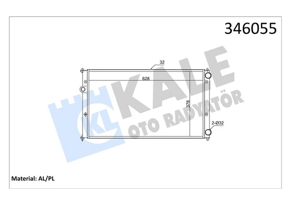 Vag Motor Su Radyatoru Caddy 1,4i (aex) 1,6i (1f) 1,9d (1y) 96> Klimalı (brazıng Radyator) - Kale 346055 ürün görseli