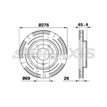 Mitsubıshı On Fren Aynası Havalı Mitsubıshı Lancer 1.5 1.6 1.8 2.0 08-> (276x5) - Braxıs Ae0586 ürün görseli